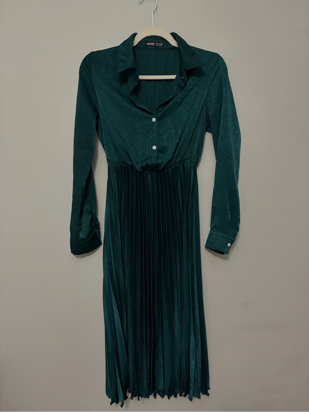 SHEIN Teal Button-Front Pleated Maxi Dress - Picture 4 of 7